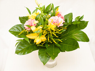 Bouquet of pink and yellow flowers