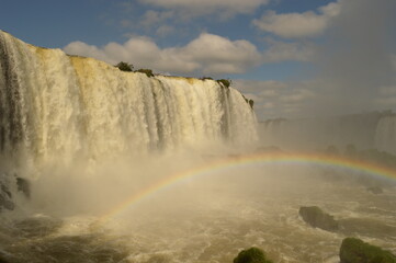The mighty Iguazu River and Waterfalls between Brazil and Argentina