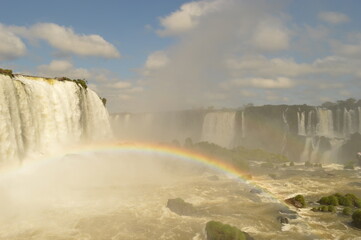 The mighty Iguazu River and Waterfalls between Brazil and Argentina