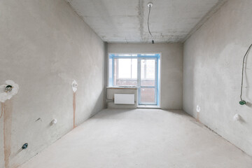 interior of the apartment without decoration in gray colors