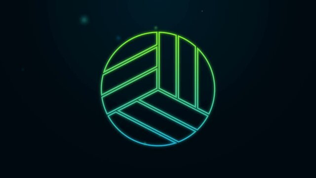 Glowing neon line Volleyball ball icon isolated on black background. Sport equipment. 4K Video motion graphic animation