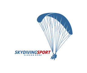 Skydiving logo design vector template, Parachuting design illustration