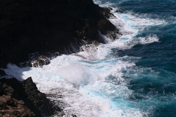 Gran Canaria, landscape of steep eroded north west coast between Galdar and Agaete municipalities, hike between 
villages Sardina del Norte and Puerto de Las Nieves