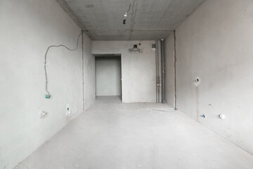 interior of the apartment without decoration in gray colors