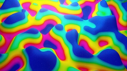 Fototapeta na wymiar 3d rendering. Festive abstract liquid rainbow color gradient background. Abstract wavy pattern on bright glossy surface. Creative backdrop