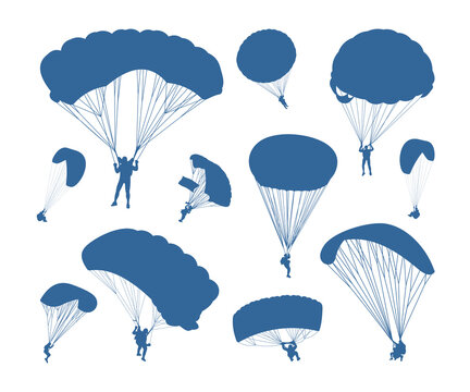 Set of Skydiving logo design vector template, Parachuting design illustration