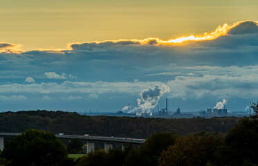 Panorama southern Ruhrgebiet with industrial park