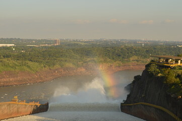 The stunning and powerful Iguzu River Dam and Waterfalls between Brazil, Argentina and Paraguay
