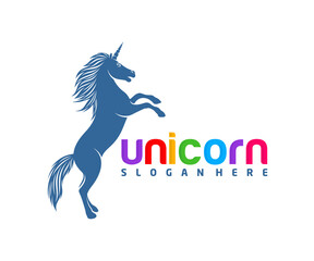 Unicorn logo design vector template, flying Horse design illustration