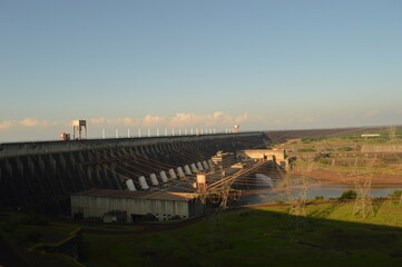 Fototapeta na wymiar The stunning and powerful Iguzu River Dam and Waterfalls between Brazil, Argentina and Paraguay