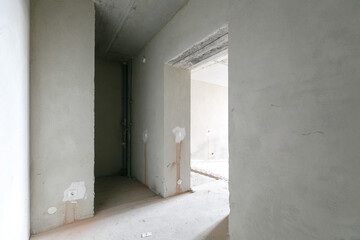 interior of the apartment without decoration in gray colors