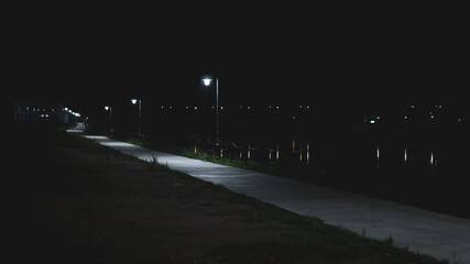 Landscape of Gorzow in Poland by the river in the evening. © Mateusz
