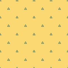 Dark green seamless geometric minimalistic triangle patterns. Flat style vector illustration on yellow background.