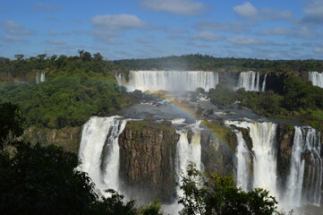 Fototapeta na wymiar The powerful and mighty Iguazu (Iguacu) Waterfalls between Brazil and Argentina