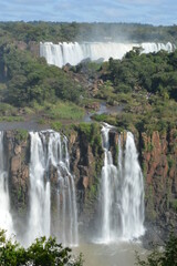 Fototapeta premium The powerful and mighty Iguazu (Iguacu) Waterfalls between Brazil and Argentina