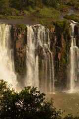 Naklejka premium The powerful and mighty Iguazu (Iguacu) Waterfalls between Brazil and Argentina