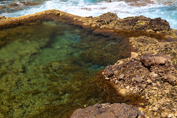 Eroded north west coast of Gran Canaria, Canary Islands, in Galdar municipality