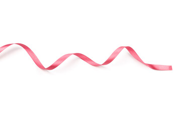 pink satin curly ribbon isolated on white background