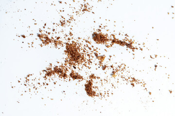 crumbs of cookie macro isolated on white background