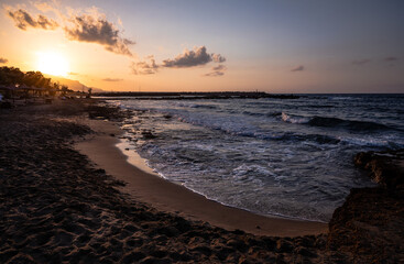 Crete sunset by the beach