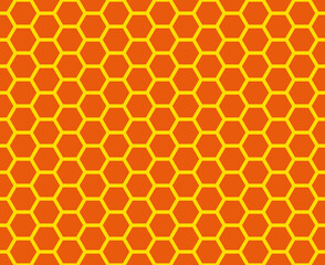 Vector bee honeycomb seamless pattern. Yellow and orange colors