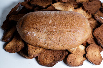 Black bread close-up. Texture on white background