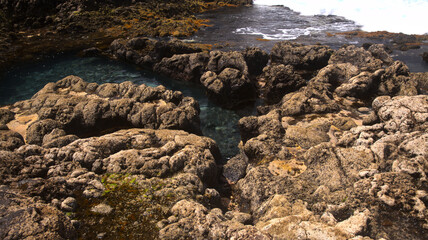 Eroded north west coast of Gran Canaria, Canary Islands, in Galdar municipality