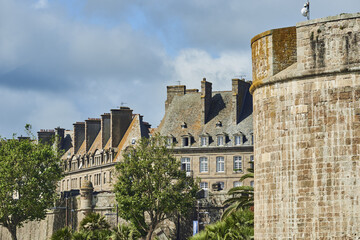 rampart of the walled city of Saint-Malo, Brittany, France