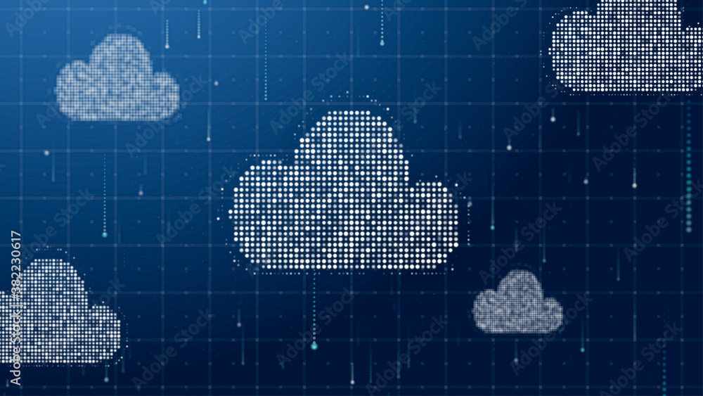 Aufkleber modern cloud technology in ai computer big data security system concept, blue digital futuristic iot