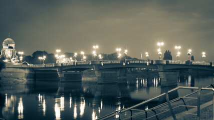 Landscape of Gorzow in Poland by the river in the evening.