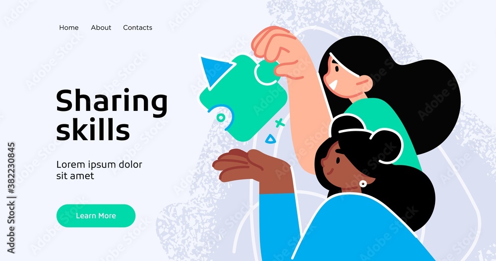 Poster landing page template of social media marketing. modern flat design concept of web page design for w