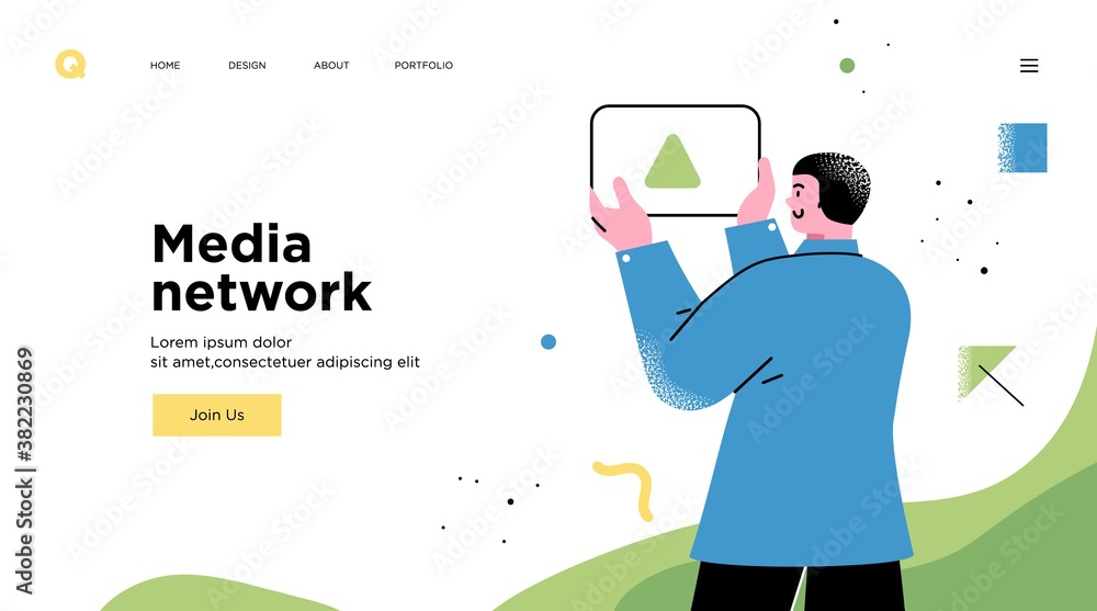 Poster presentation slide template or landing page website design. business concept illustrations. modern f