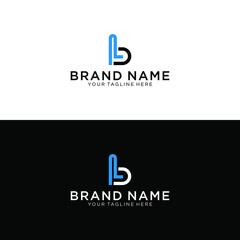 Modern creative geometric shape LB BL L B, minimal artistic black and blue color based on the initial logo icon letter.