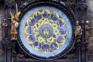 Fototapeta na wymiar Medieval astronomical clock on the old town square in Prague