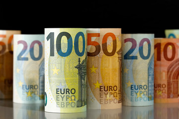 Several rolls of Euro bills