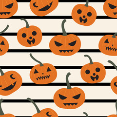 halloween pumpkins seamless pattern