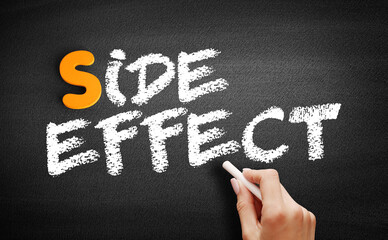 Side Effect text on blackboard, health concept background