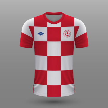 Realistic soccer shirt , Croatia home jersey template for football kit.