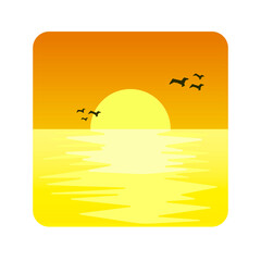 Sunset on the beach background. Holyday concept. Relax summer concept. Summertime. Vector illustration.