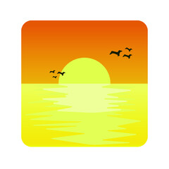 Obraz na płótnie Canvas Sunset on the beach background. Holyday concept. Relax summer concept. Summertime. Vector illustration.