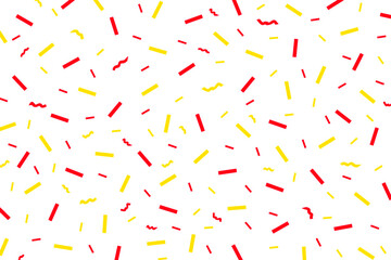 Abstract confetti festive pattern design, yellow and purple lined decor vector. Seamless bright colors vector design, hipster celebration concept backdrop for postcard, banner, poster or wallpaper