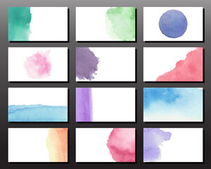 Set of business cards with textured paint stains