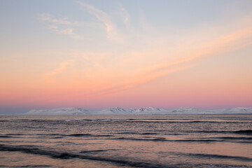Fototapeta na wymiar Colorful sunset in Westfjords, Iceland