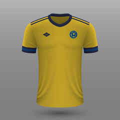 Realistic soccer shirt , Sweden home jersey template for football kit.