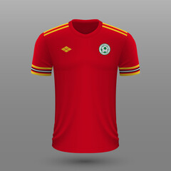 Realistic soccer shirt , Wales home jersey template for football kit.