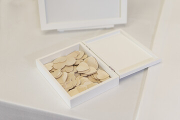 wedding gifts in white wooden box