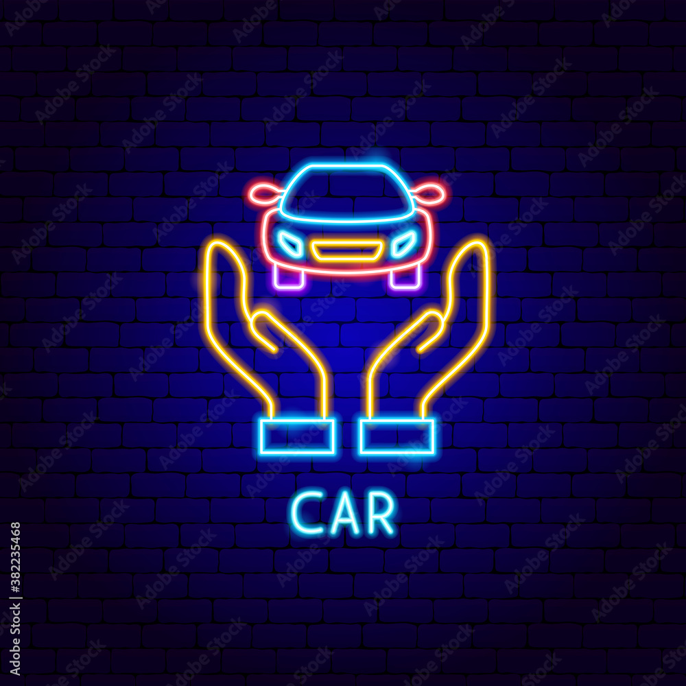 Wall mural car neon label