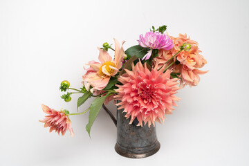 Obraz premium Beautiful dahlias on light background