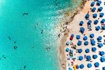 Foto op Canvas Aerial overhead view of popular Nissi bay beach. Famagusta District, cyprus © kirill_makarov