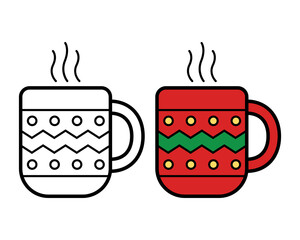 Christmas hot beverage icon on white background, vector illustration